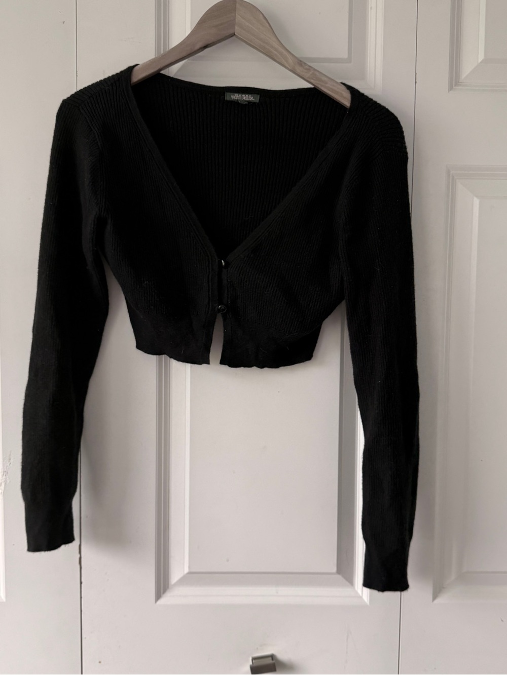 Wild Fable Black Ribbed V-Neck Button-Up Cardigan